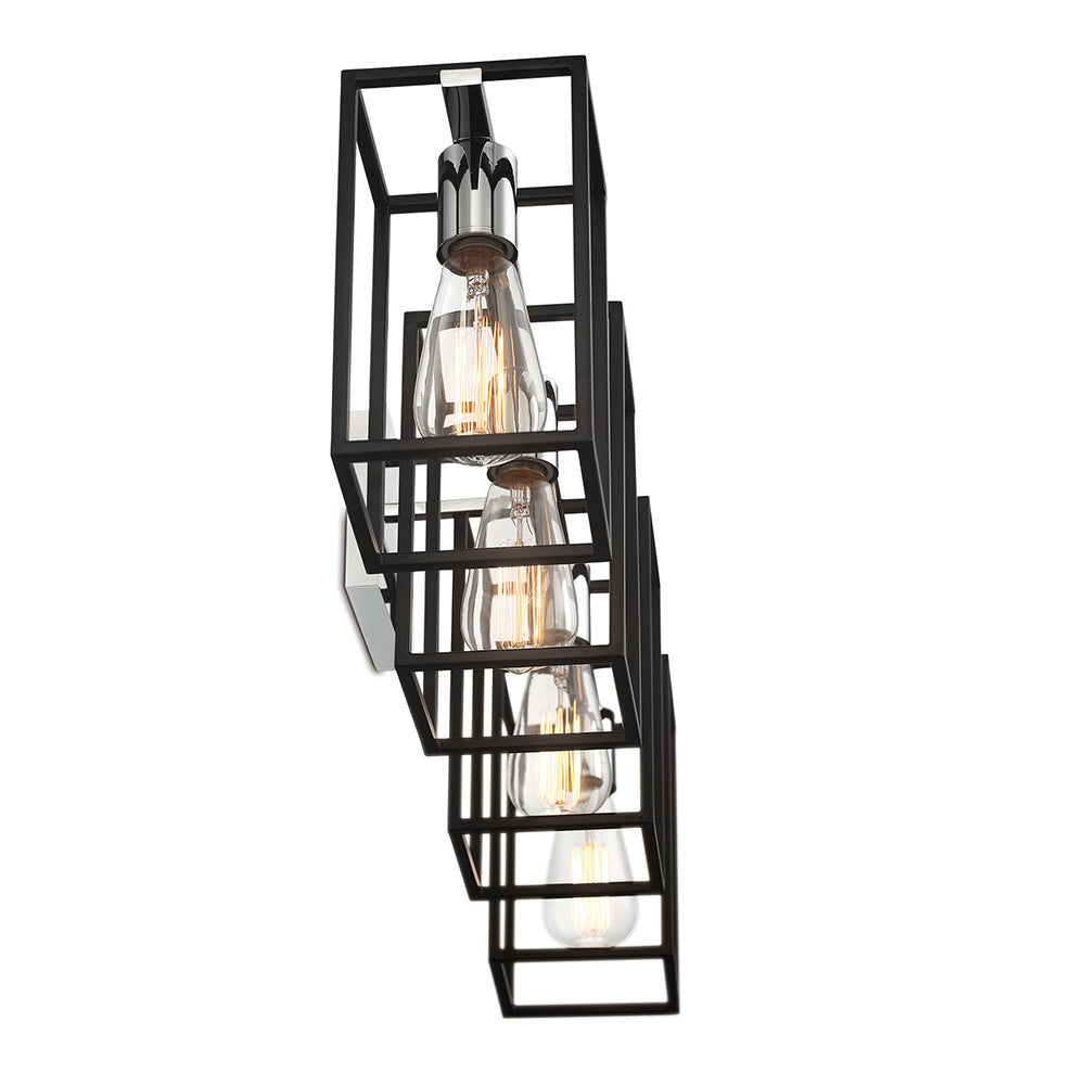Eurofase Lighting Stafford 32" 4-Light Dimmable Incandescent Black/ Chrome Bath Bar Vanity Light