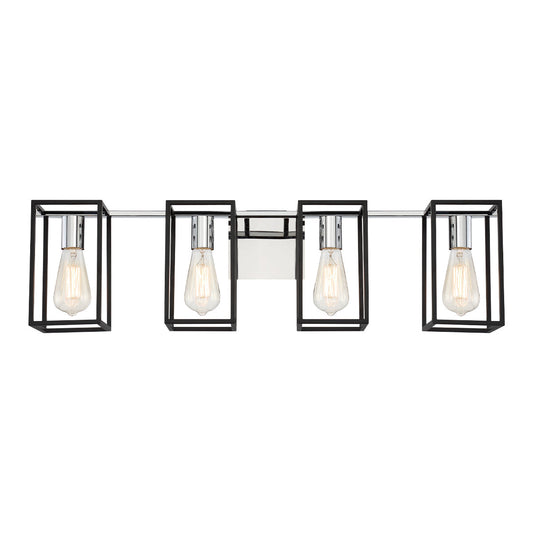 Eurofase Lighting Stafford 32" 4-Light Dimmable Incandescent Black/ Chrome Bath Bar Vanity Light