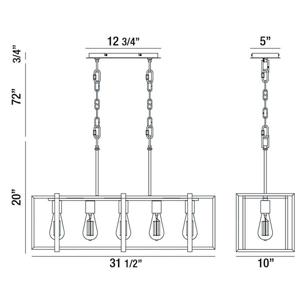 Eurofase Lighting Stafford 32" 5-Light Dimmable Incandescent Black/ Chrome Chandelier