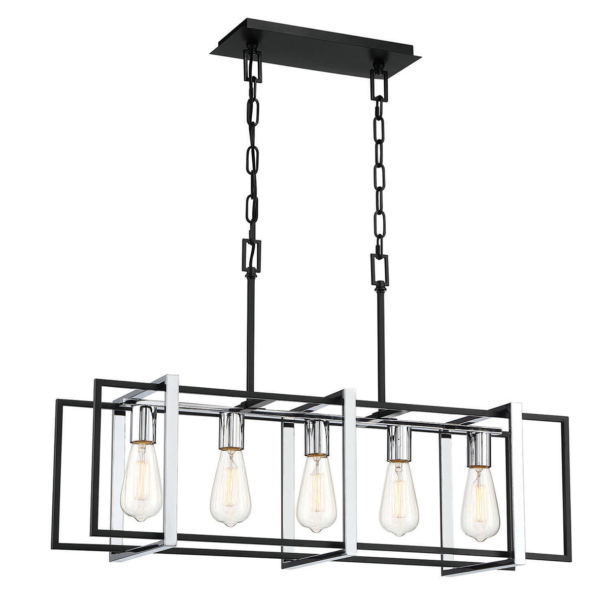 Eurofase Lighting Stafford 32" 5-Light Dimmable Incandescent Black/ Chrome Chandelier