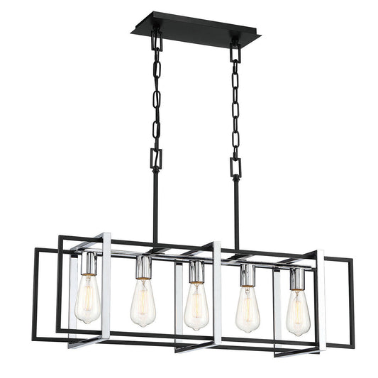 Eurofase Lighting Stafford 32" 5-Light Dimmable Incandescent Black/ Chrome Chandelier