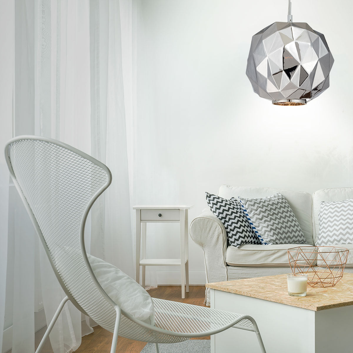 Eurofase Lighting Studio 12" Chrome Incandescent Round Pendant Light