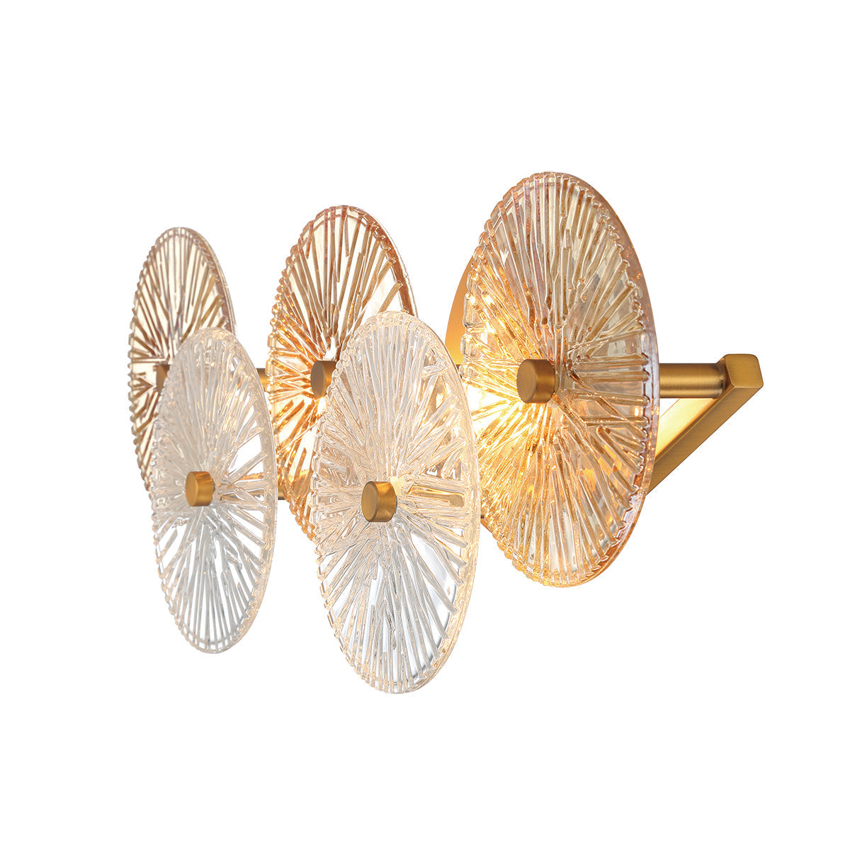 Eurofase Lighting Sue-Anne 22" 2-Light Matte Gold Metal Vanity Light With Clear & Amber Glass Shades