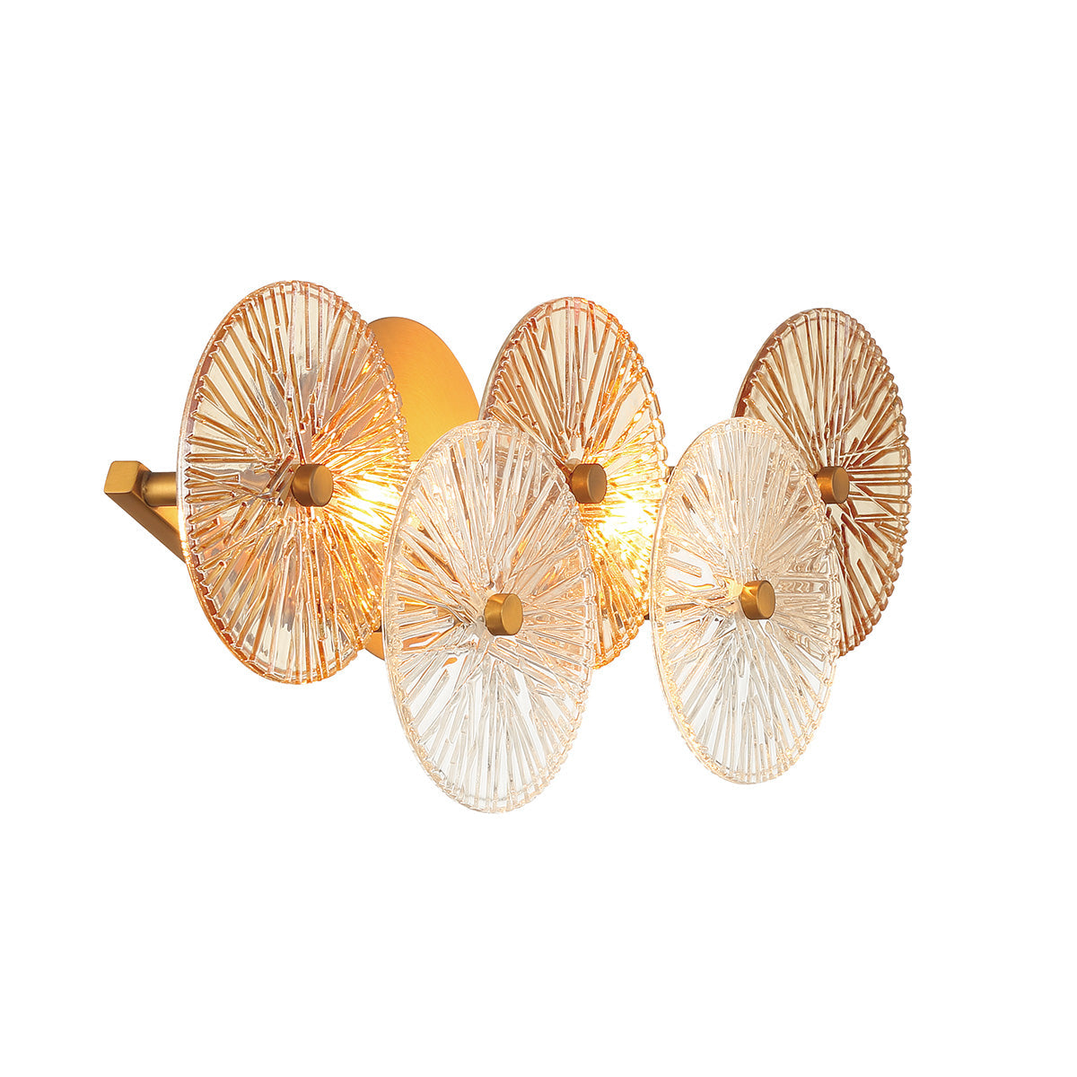 Eurofase Lighting Sue-Anne 22" 2-Light Matte Gold Metal Vanity Light With Clear & Amber Glass Shades