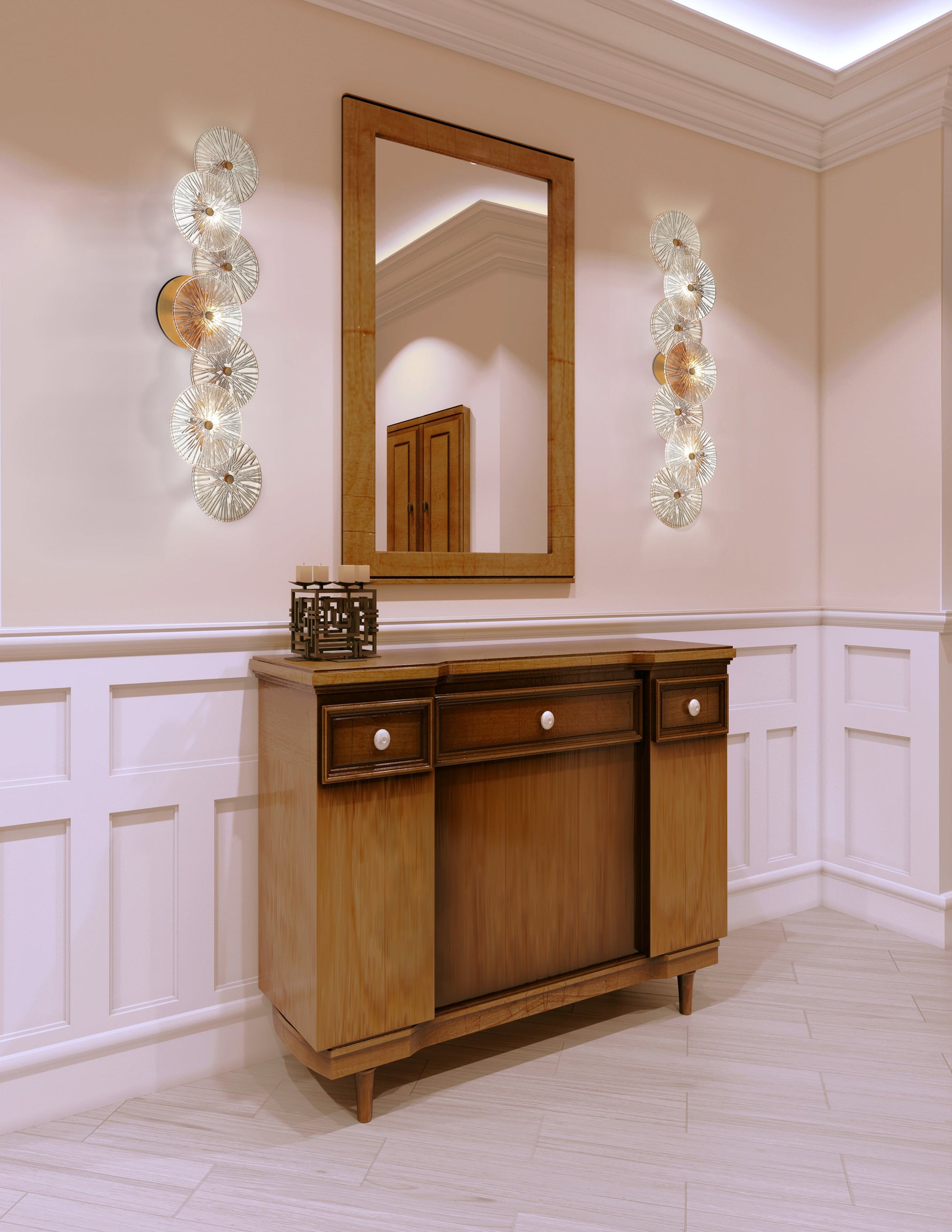 Eurofase Lighting Sue-Anne 30" 3-Light Matte Gold Metal Vanity Light With Clear & Amber Glass Shades