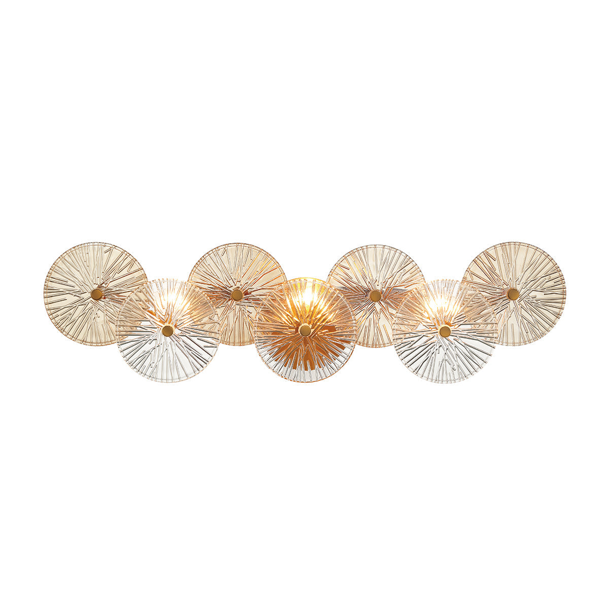 Eurofase Lighting Sue-Anne 30" 3-Light Matte Gold Metal Vanity Light With Clear & Amber Glass Shades