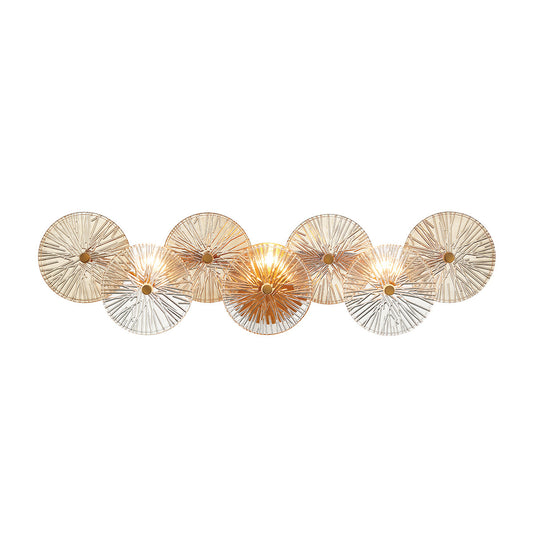 Eurofase Lighting Sue-Anne 30" 3-Light Matte Gold Metal Vanity Light With Clear & Amber Glass Shades