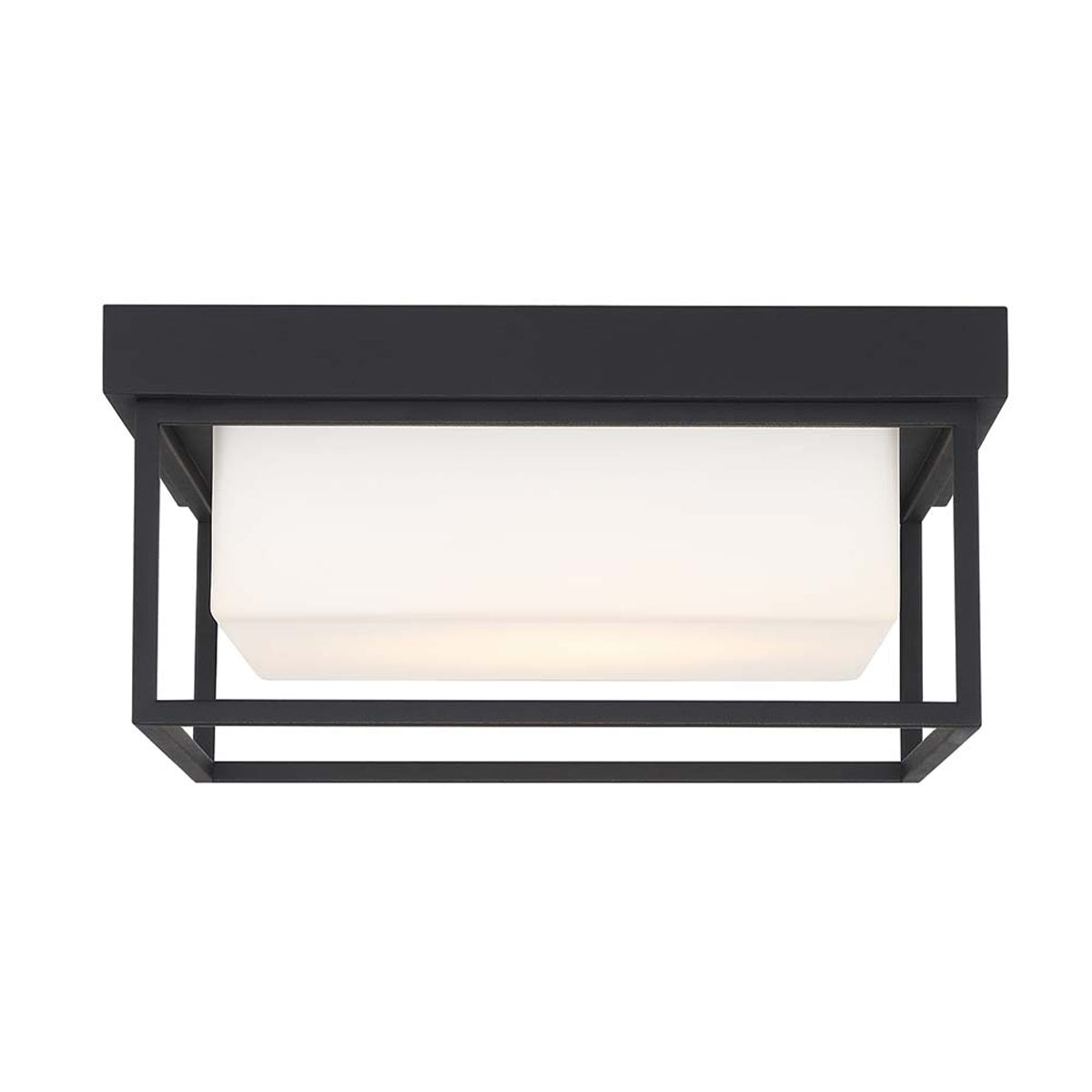 Eurofase Lighting Tamar 12" Dimmable Integrated LED Black Flush Mount With Opal White Glass Shade
