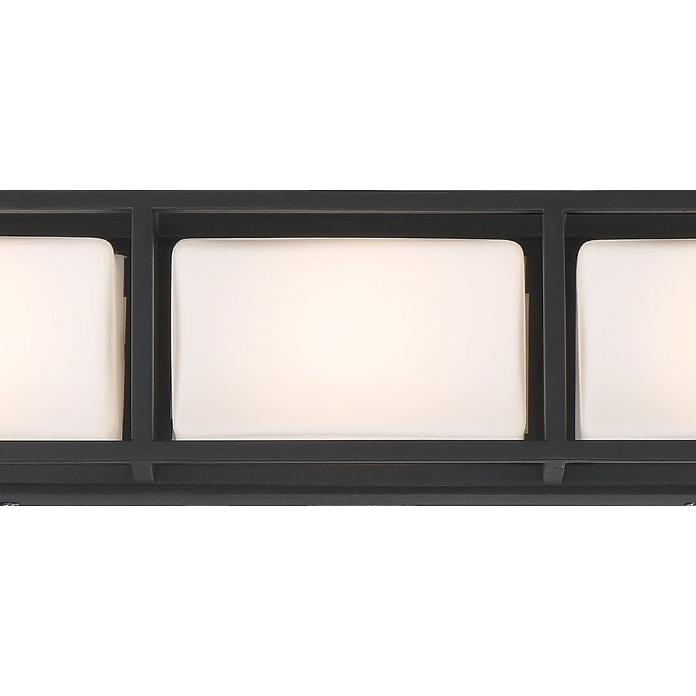 Eurofase Lighting Tamar 20" 3-Light Dimmable Integrated LED Black Wall Sconce With Opal White Glass Shades