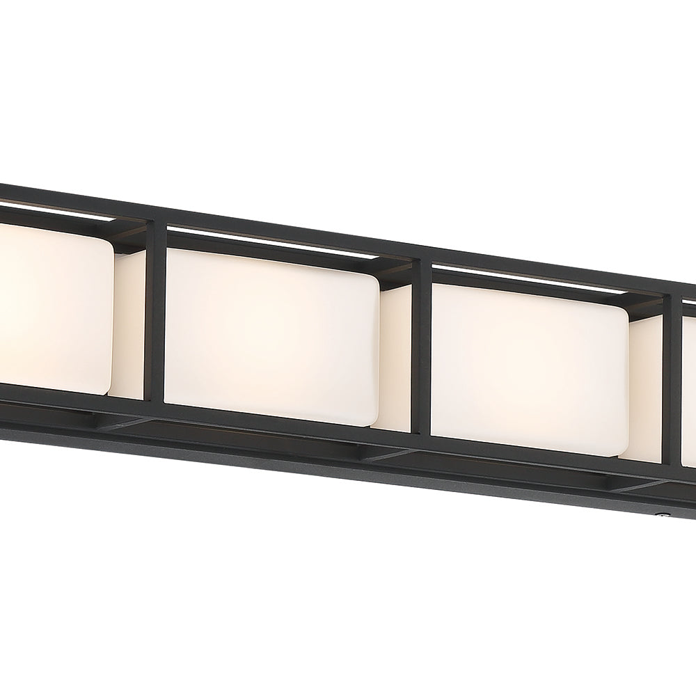 Eurofase Lighting Tamar 26" 4-Light Dimmable Integrated LED Black Vanity Light With Opal White Glass Shades