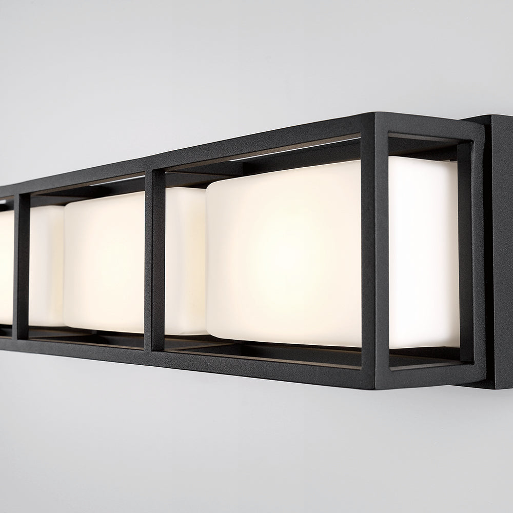 Eurofase Lighting Tamar 26" 4-Light Dimmable Integrated LED Black Vanity Light With Opal White Glass Shades