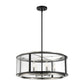 Eurofase Lighting Tambouro 21" 6-Light Dimmable Matte Black & Satin Nickel Pendant Light With Clear Glass Shade