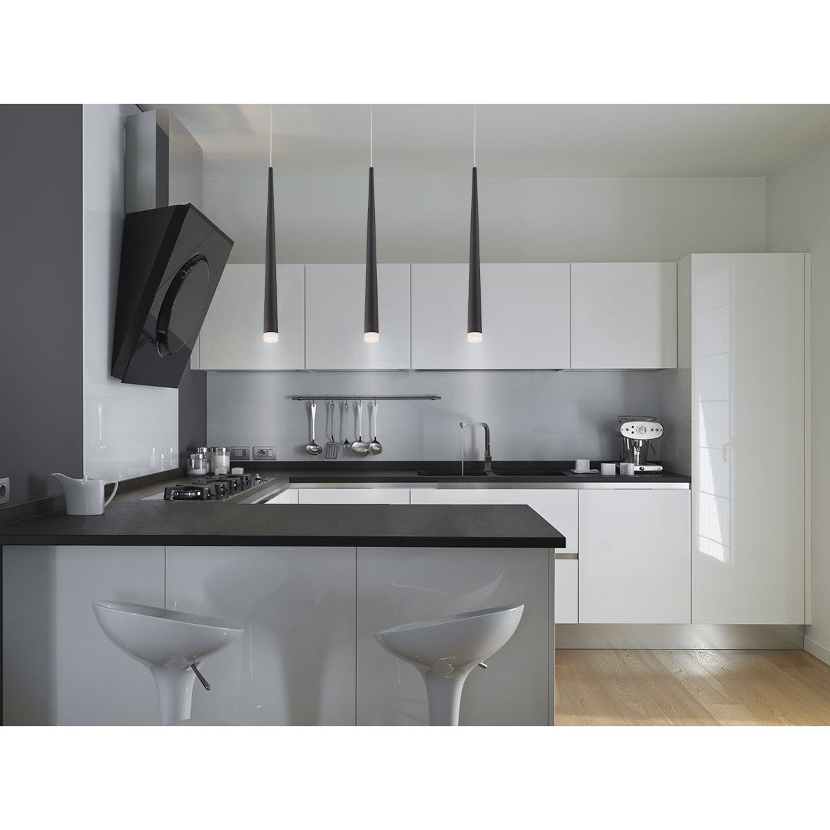 Eurofase Lighting Tassone 2" Dimmable Integrated LED Black Pendant Light With Frosted Acrylic Shade