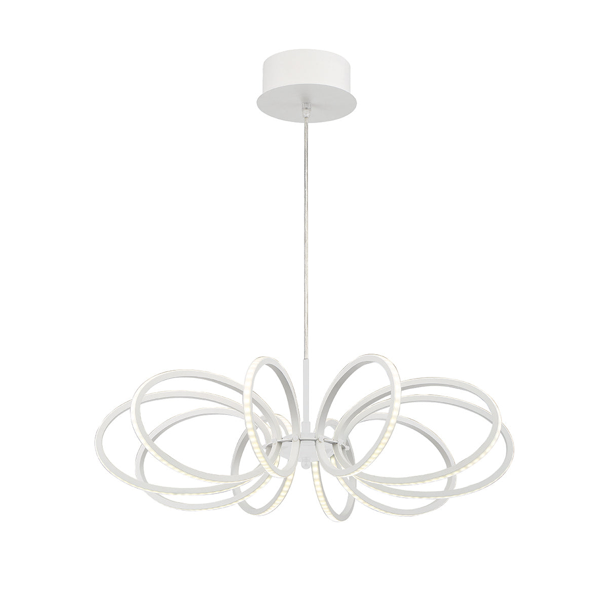 Eurofase Lighting Tela 23" 10-Light Dimmable Integrated LED White Pendant Light With Frosted White Acrylic Shades