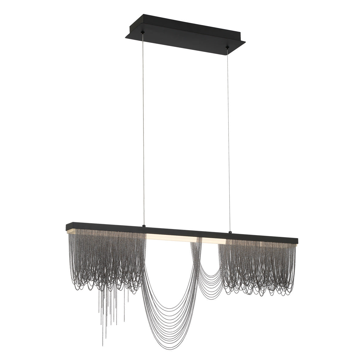 Eurofase Lighting Tenda 36" Small Linear Dimmable Integrated LED Black Chandelier With Black Chain Accents