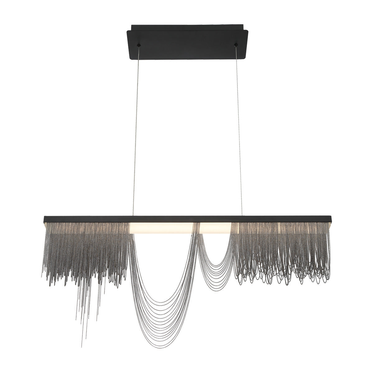 Eurofase Lighting Tenda 36" Small Linear Dimmable Integrated LED Black Chandelier With Black Chain Accents