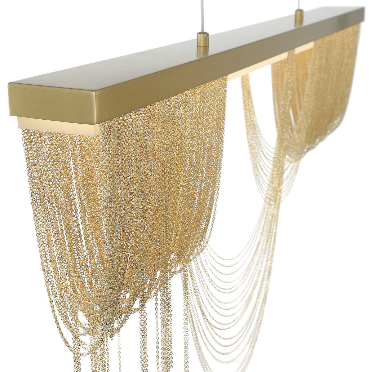 Eurofase Lighting Tenda 36" Small Linear Dimmable Integrated LED Gold Chandelier With Gold Chain Accents