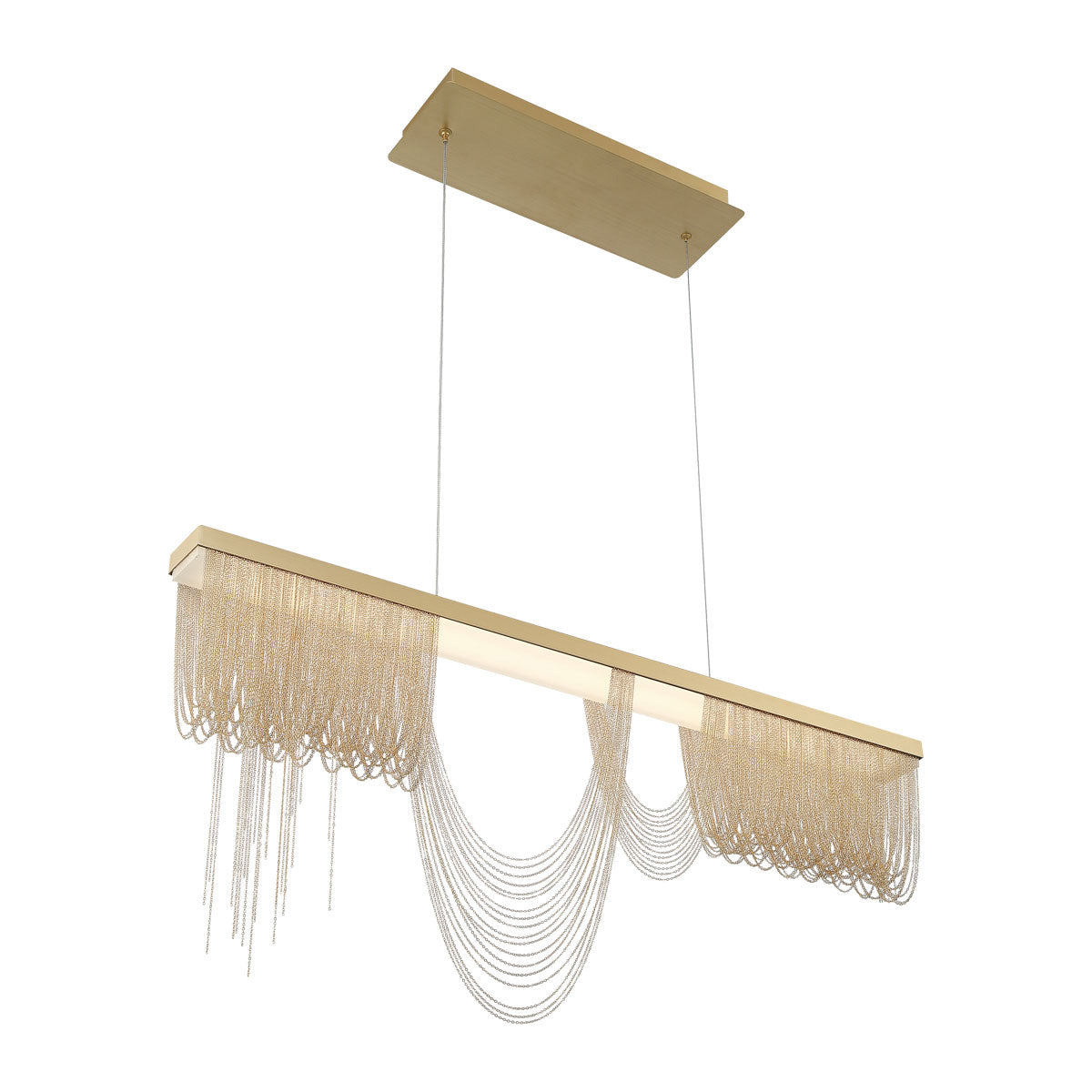 Eurofase Lighting Tenda 36" Small Linear Dimmable Integrated LED Gold Chandelier With Gold Chain Accents