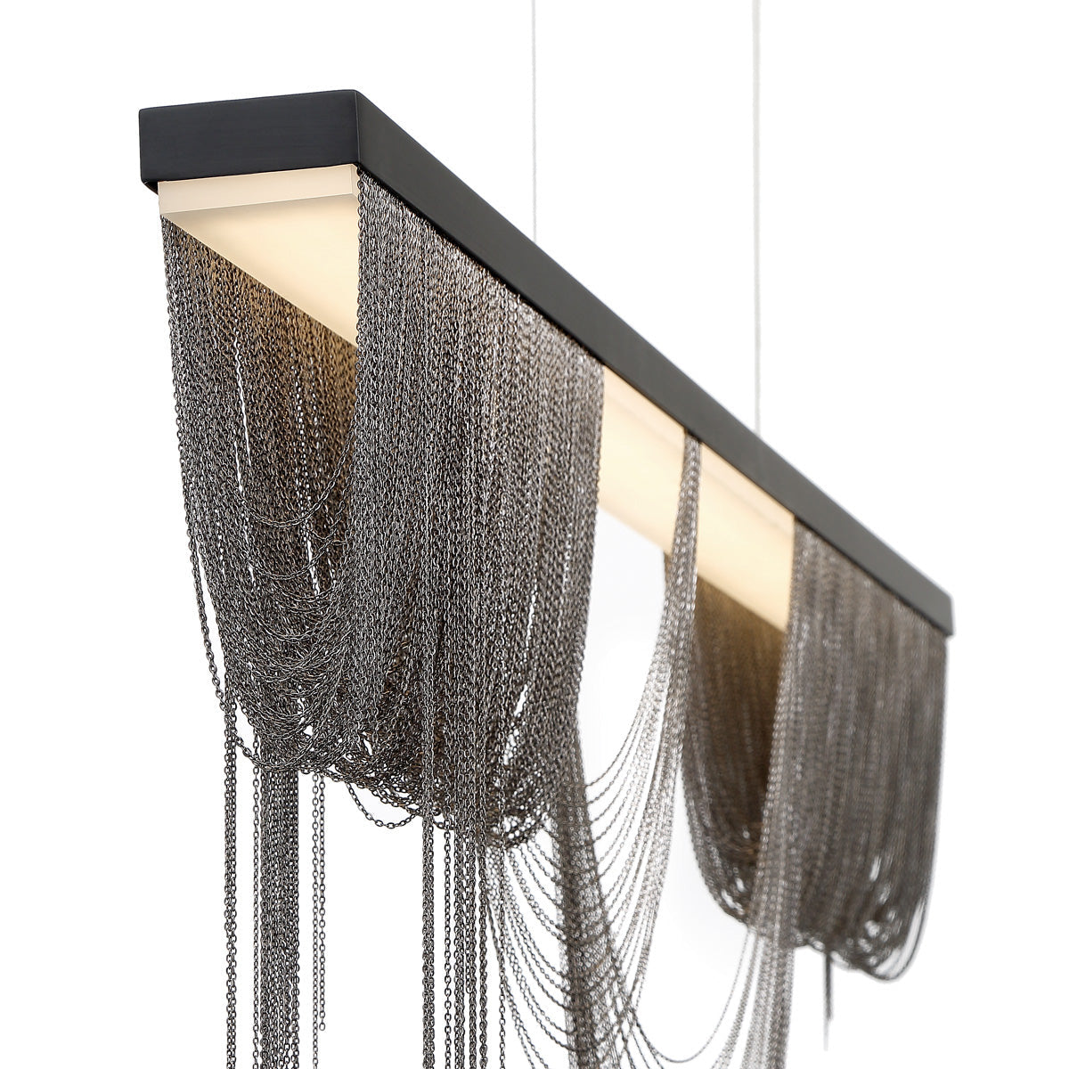 Eurofase Lighting Tenda 47" Large Linear Dimmable Integrated LED Black Chandelier With Black Chain Accents
