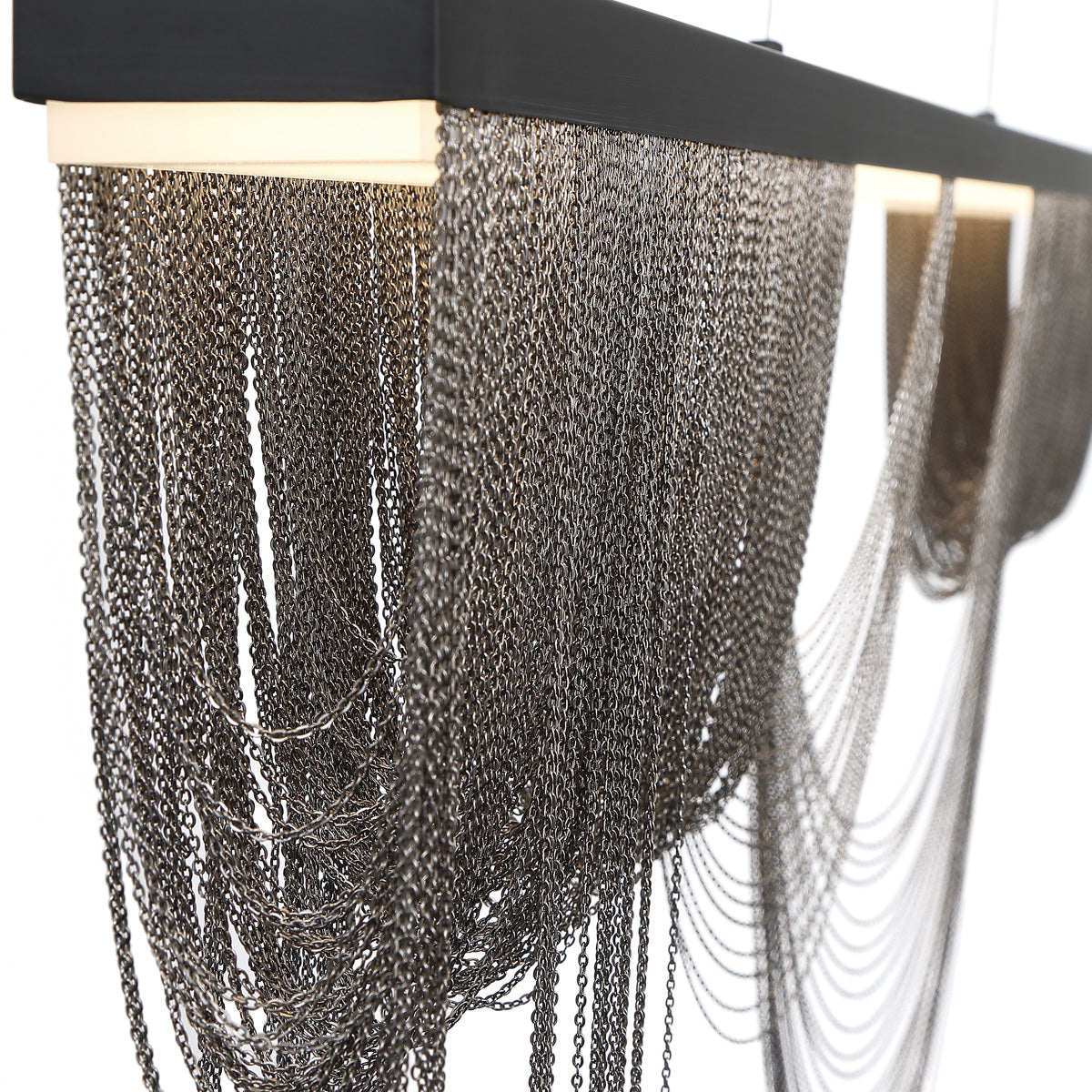 Eurofase Lighting Tenda 47" Large Linear Dimmable Integrated LED Black Chandelier With Black Chain Accents