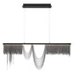 Eurofase Lighting Tenda 47" Large Linear Dimmable Integrated LED Black Chandelier With Black Chain Accents