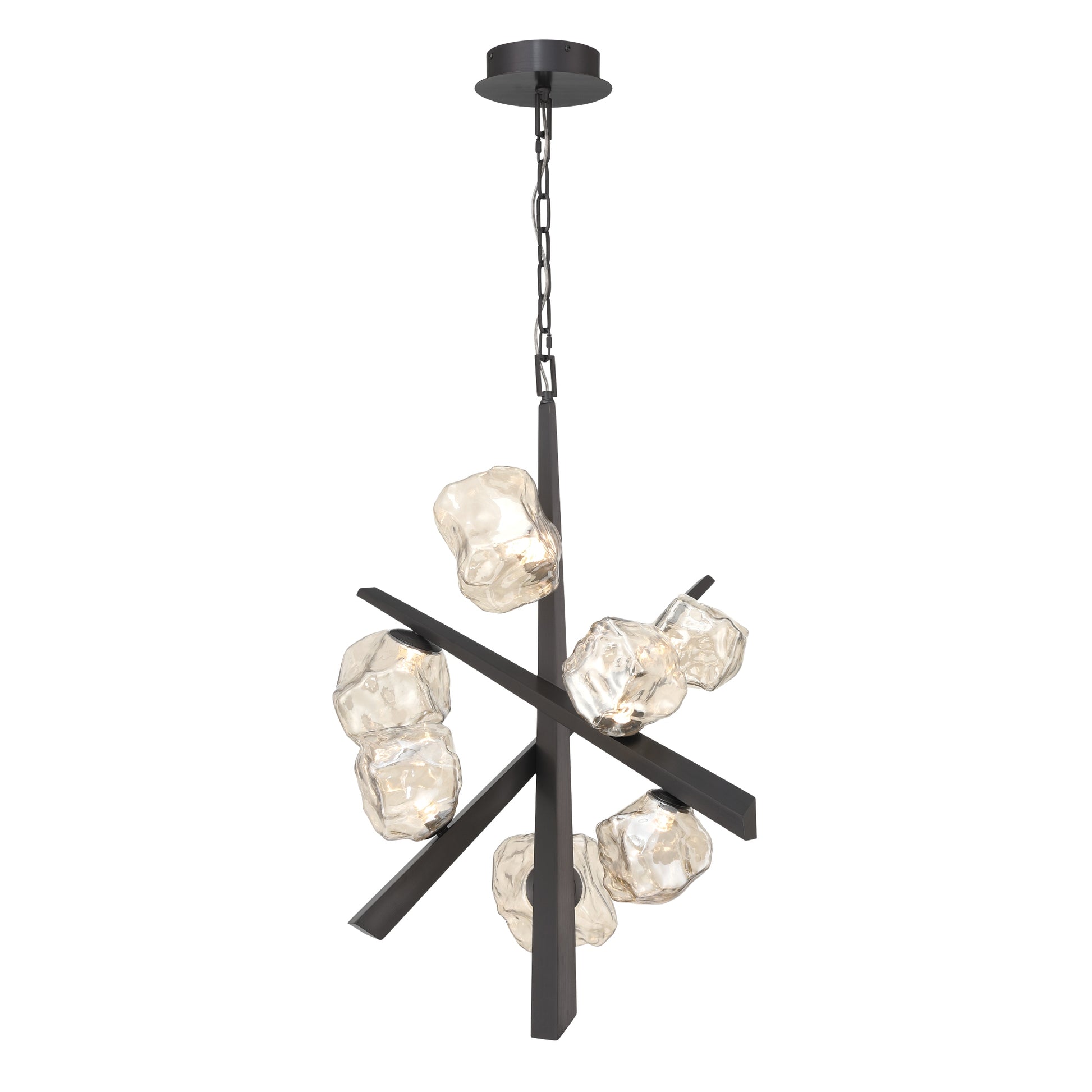Eurofase Lighting Thorah 27" 7-Light Integrated LED Amber Glass Shade Matte Graphite Chandelier