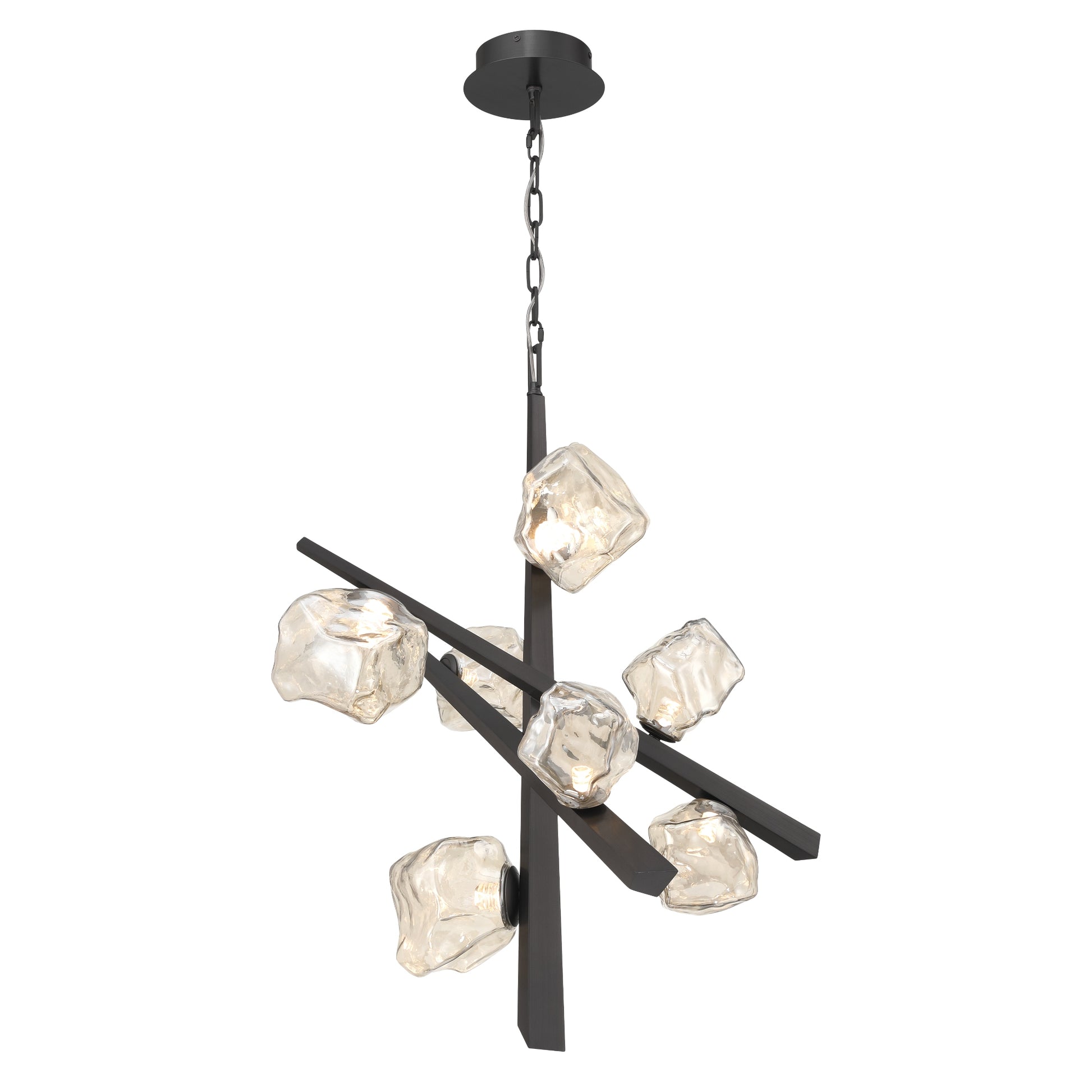 Eurofase Lighting Thorah 27" 7-Light Integrated LED Amber Glass Shade Matte Graphite Chandelier