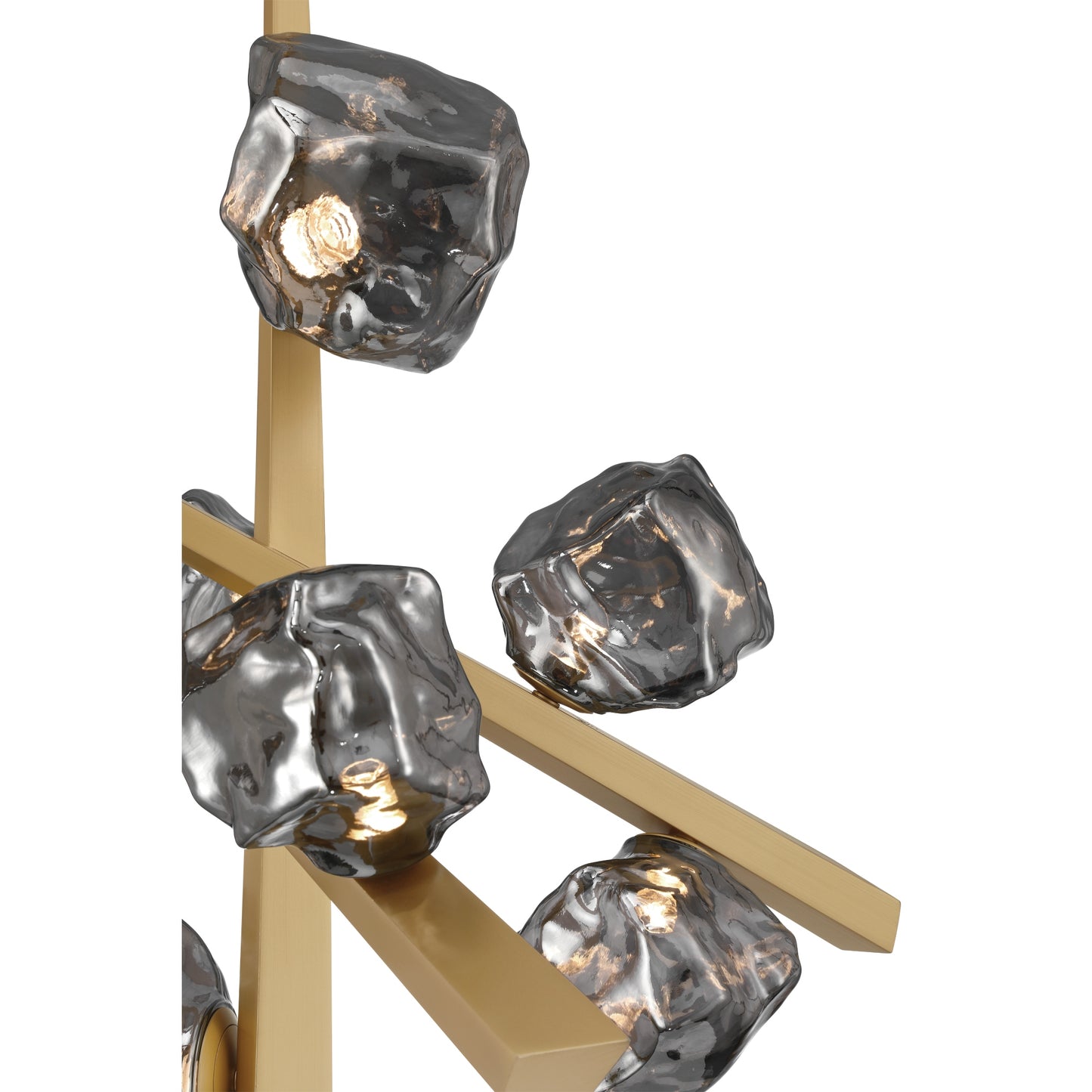 Eurofase Lighting Thorah 27" 7-Light Integrated LED Smoke Glass Shade Matte Gold Chandelier