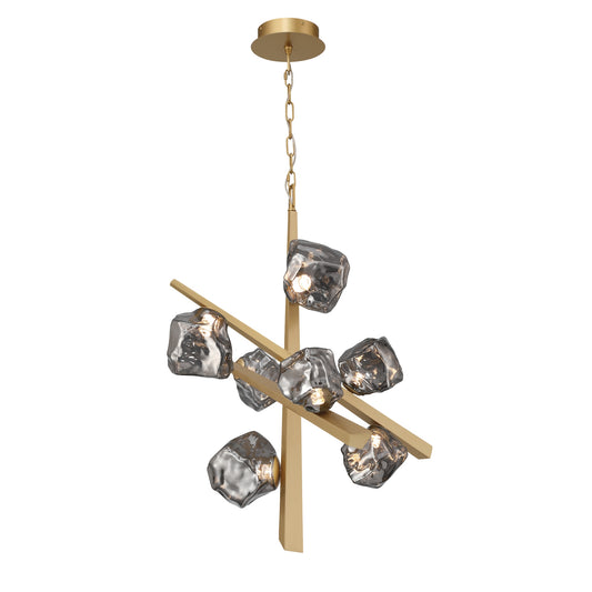 Eurofase Lighting Thorah 27" 7-Light Integrated LED Smoke Glass Shade Matte Gold Chandelier