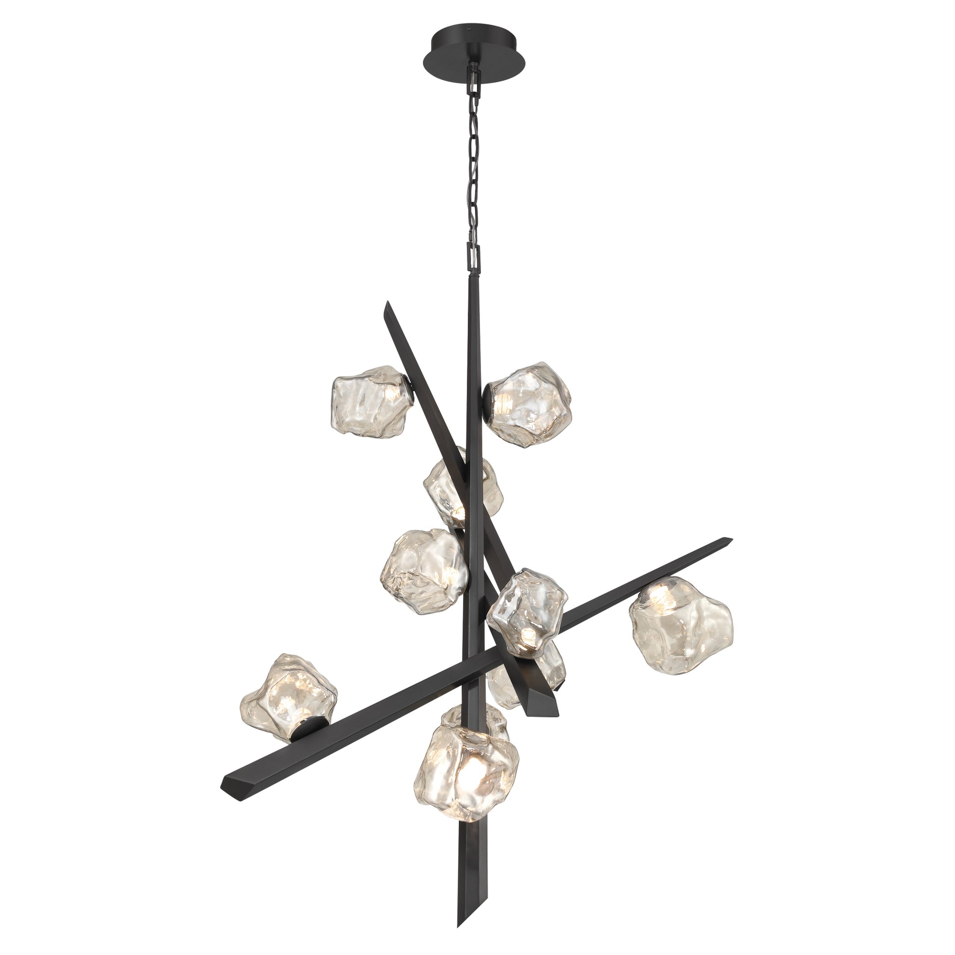 Eurofase Lighting Thorah 36" 10-Light Integrated LED Amber Glass Shade Matte Graphite Chandelier