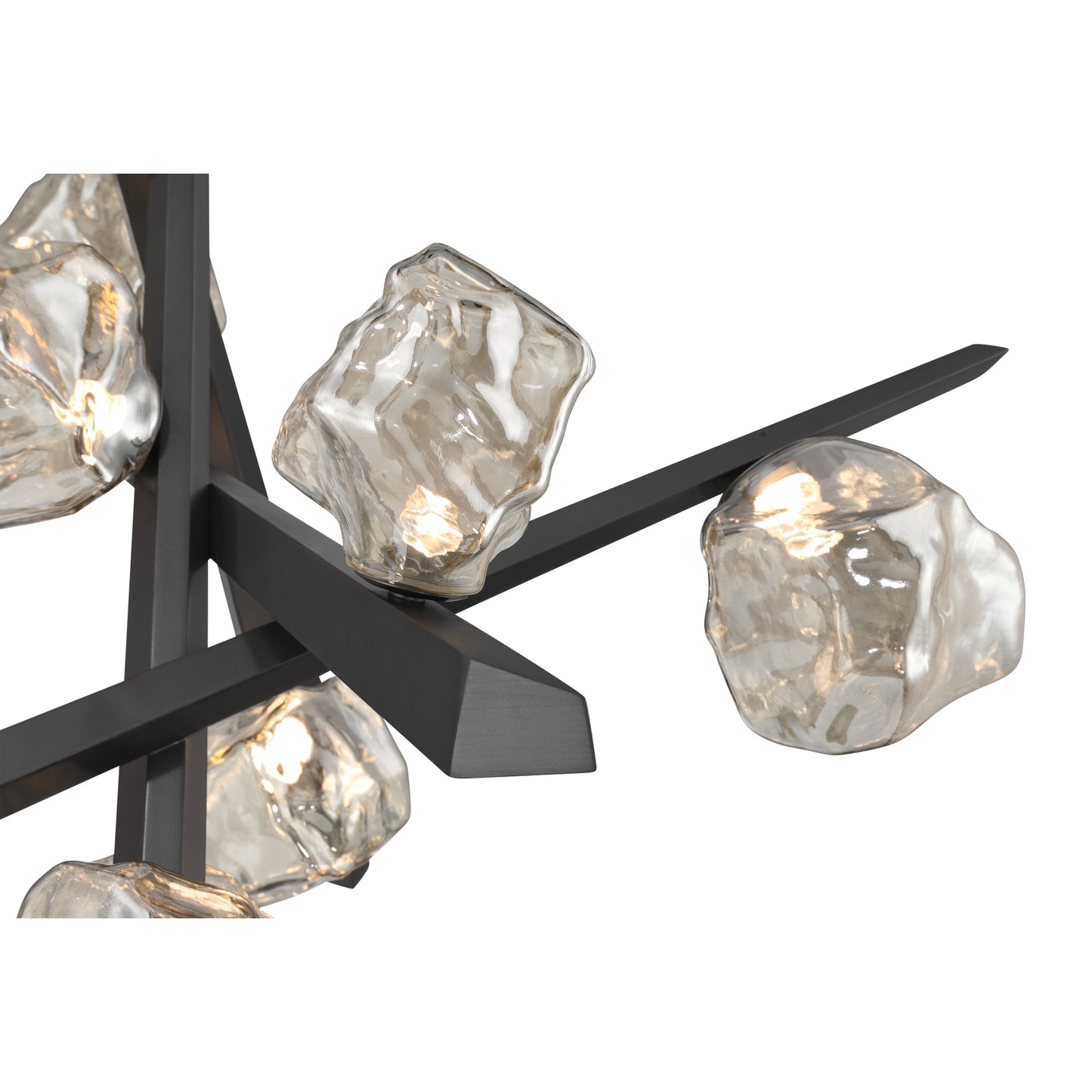 Eurofase Lighting Thorah 36" 10-Light Integrated LED Amber Glass Shade Matte Graphite Chandelier