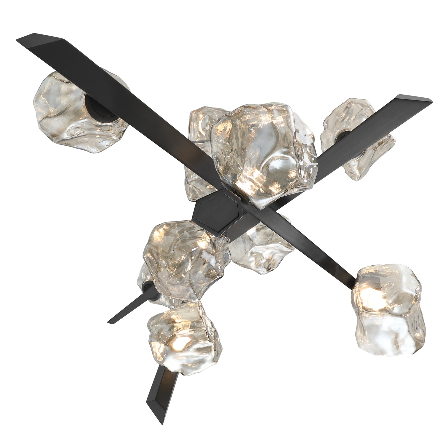 Eurofase Lighting Thorah 36" 10-Light Integrated LED Amber Glass Shade Matte Graphite Chandelier