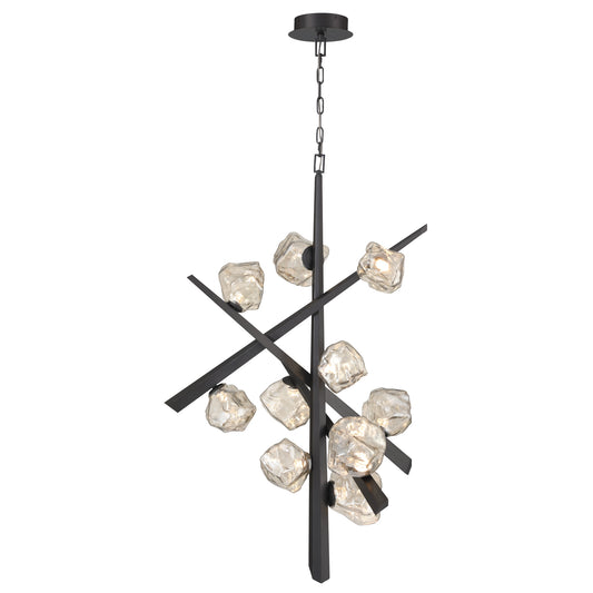Eurofase Lighting Thorah 36" 10-Light Integrated LED Amber Glass Shade Matte Graphite Chandelier