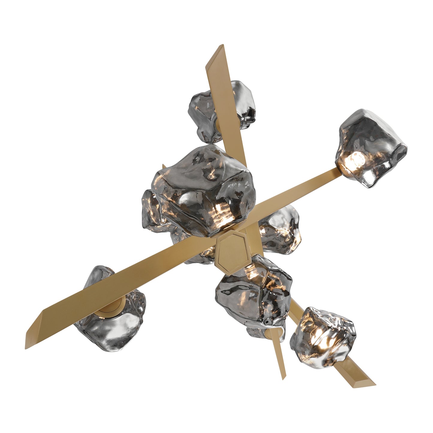 Eurofase Lighting Thorah 36" 10-Light Integrated LED Smoke Glass Shade Matte Gold Chandelier