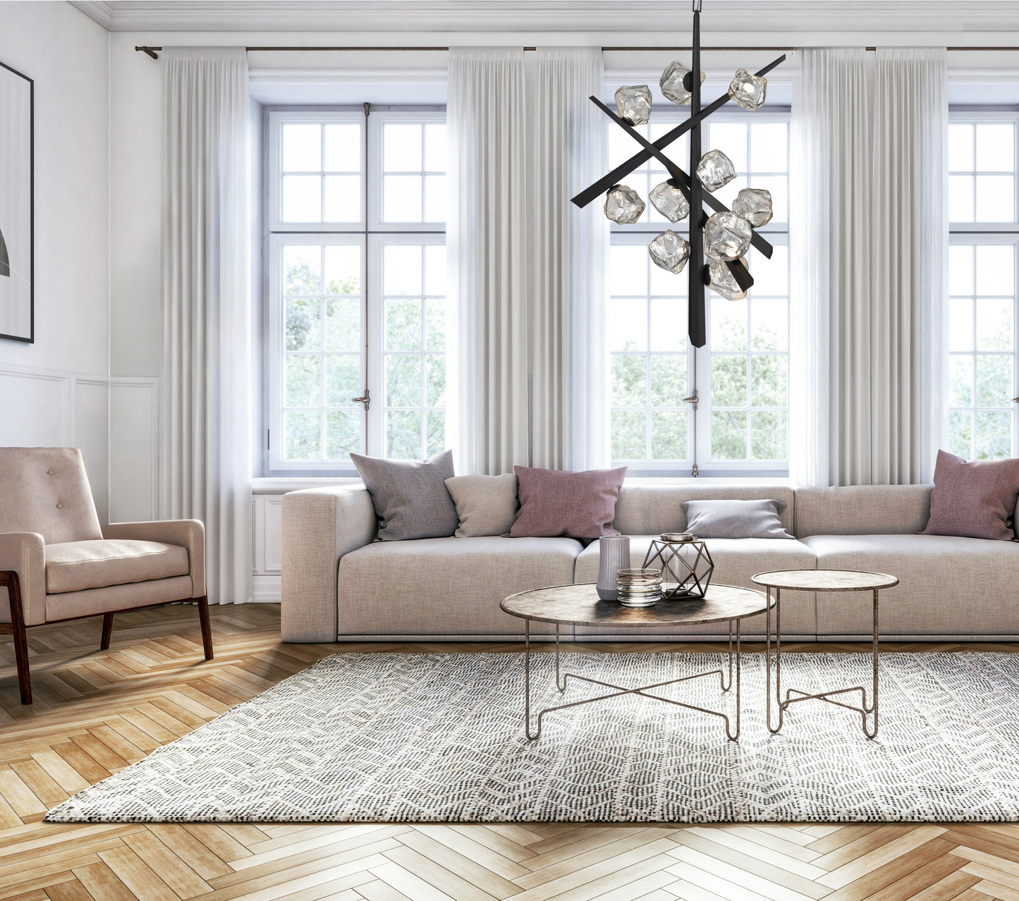 Eurofase Lighting Thorah 36" 10-Light Integrated LED Smoke Glass Shade Matte Gold Chandelier