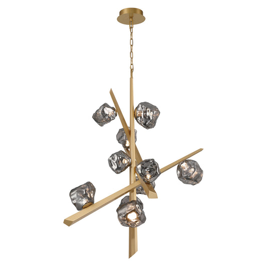 Eurofase Lighting Thorah 36" 10-Light Integrated LED Smoke Glass Shade Matte Gold Chandelier