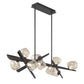 Eurofase Lighting Thorah 59" 9-Light Integrated LED Amber Glass Shade Matte Graphite Linear Chandelier