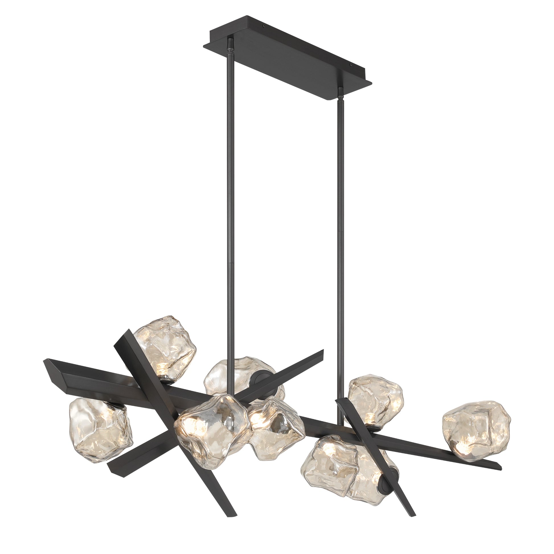 Eurofase Lighting Thorah 59" 9-Light Integrated LED Amber Glass Shade Matte Graphite Linear Chandelier
