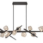 Eurofase Lighting Thorah 59" 9-Light Integrated LED Amber Glass Shade Matte Graphite Linear Chandelier
