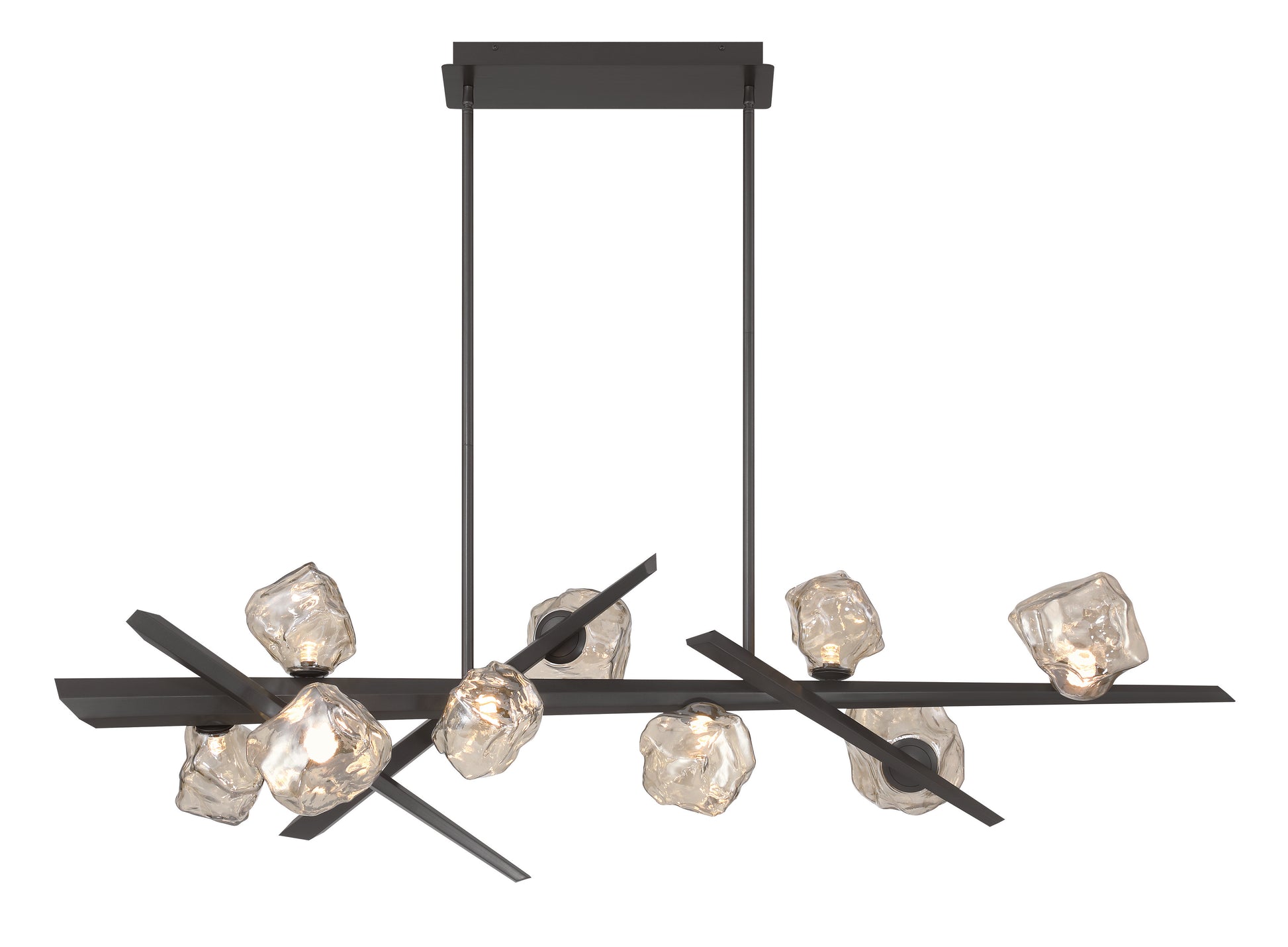 Eurofase Lighting Thorah 59" 9-Light Integrated LED Amber Glass Shade Matte Graphite Linear Chandelier