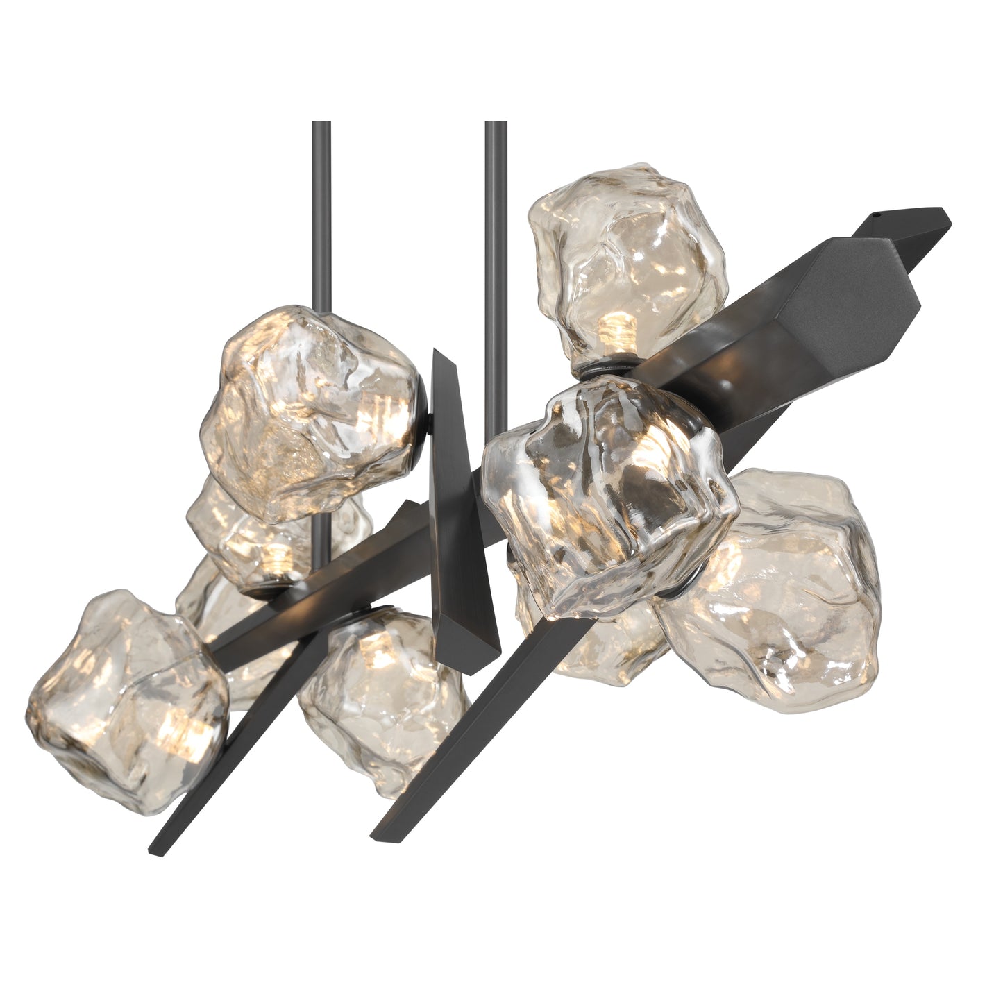 Eurofase Lighting Thorah 59" 9-Light Integrated LED Amber Glass Shade Matte Graphite Linear Chandelier