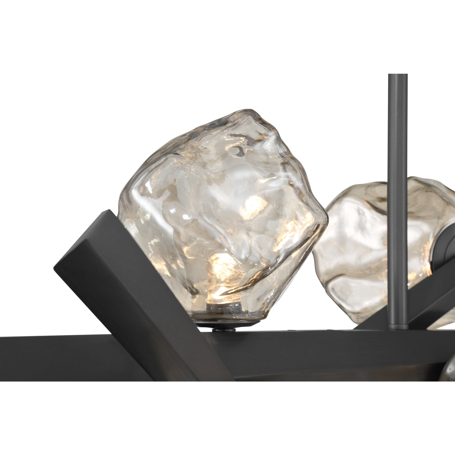 Eurofase Lighting Thorah 59" 9-Light Integrated LED Amber Glass Shade Matte Graphite Linear Chandelier