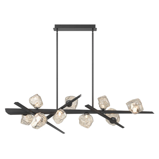 Eurofase Lighting Thorah 59" 9-Light Integrated LED Amber Glass Shade Matte Graphite Linear Chandelier