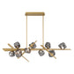 Eurofase Lighting Thorah 59" 9-Light Integrated LED Smoke Glass Shade Matte Gold Linear Chandelier