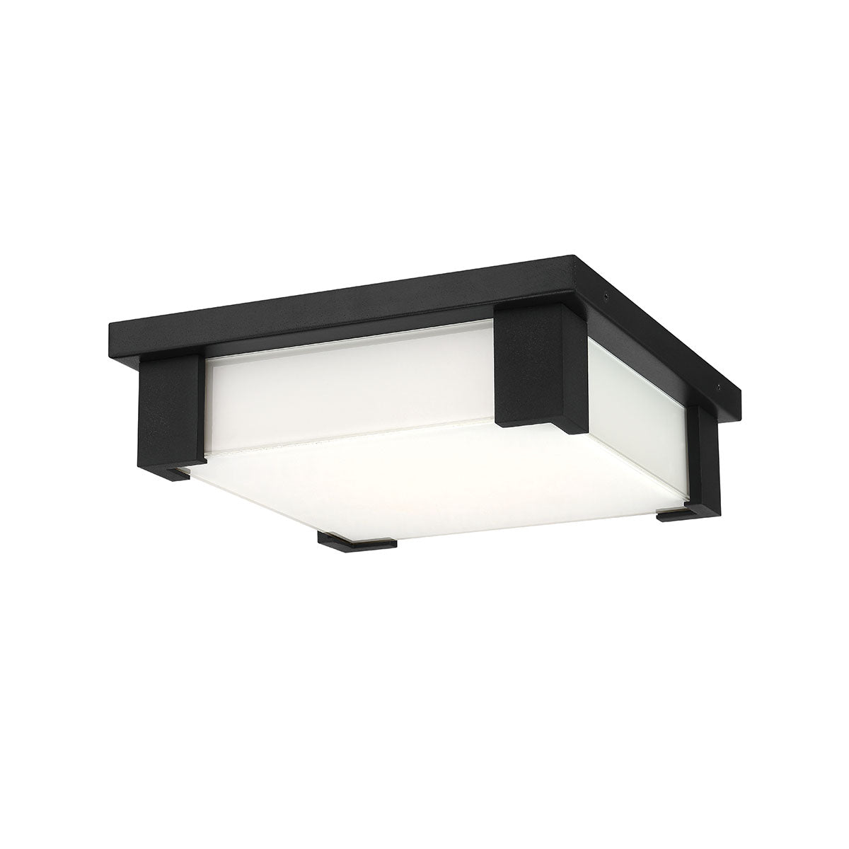 Eurofase Lighting Thornhill 12" Dimmable Integrated LED Black Outdoor Flush Mount With White Glass Shade
