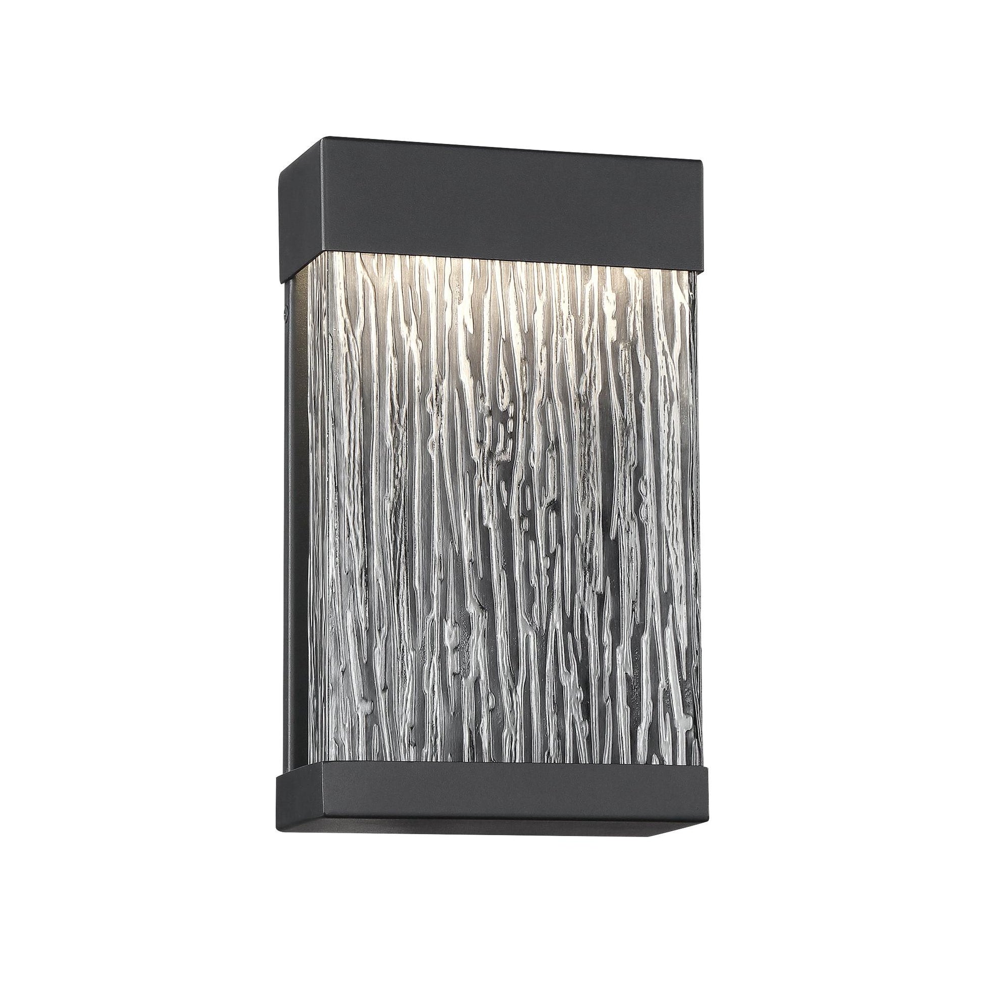 Eurofase Lighting Tiffany 11" 1-Light Integrated LED Clear Glass Shade Powder Coat Black Outdoor Wall Sconce