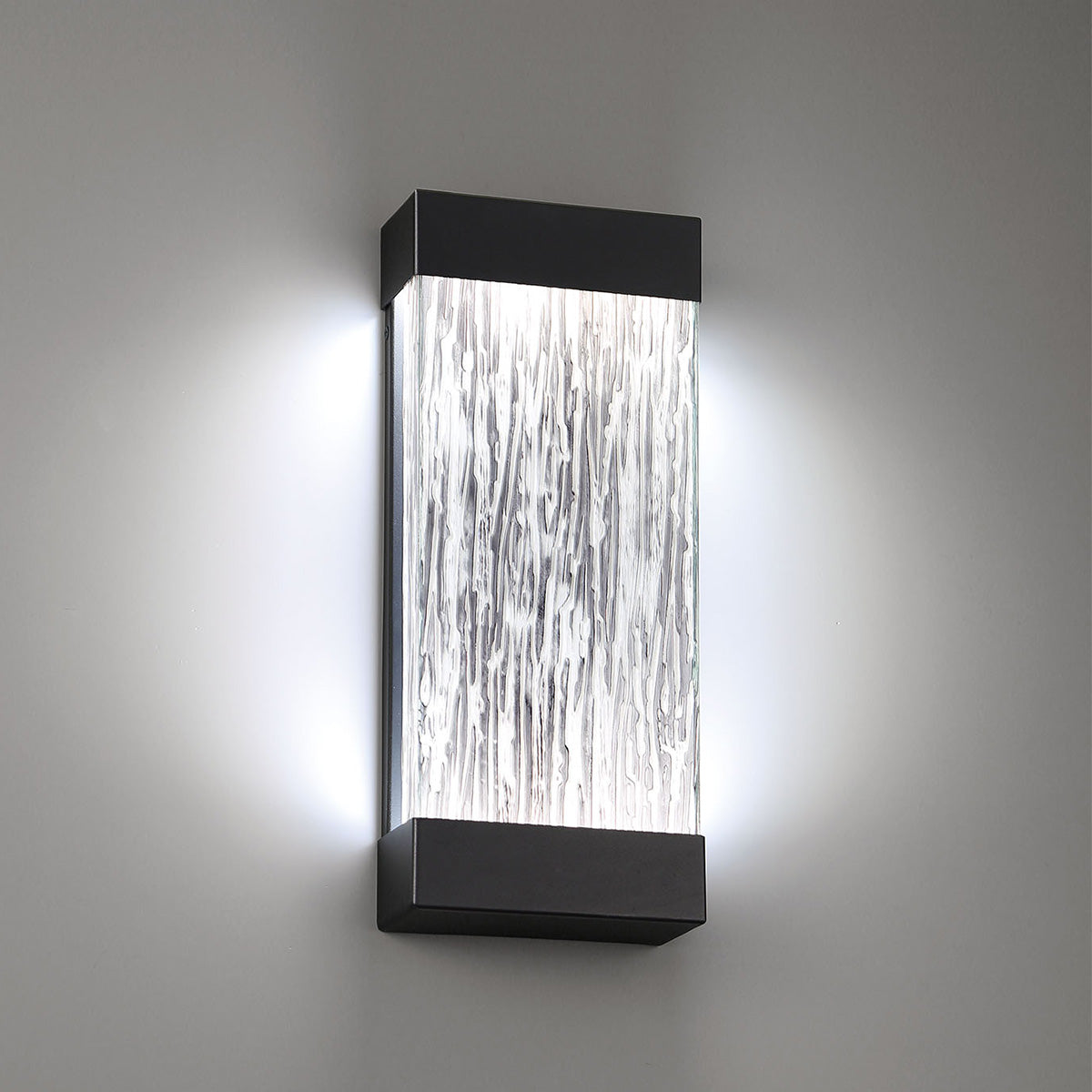 Eurofase Lighting Tiffany 17" 2-Light Integrated LED Clear Glass Shade Powder Coat Black Outdoor Wall Sconce