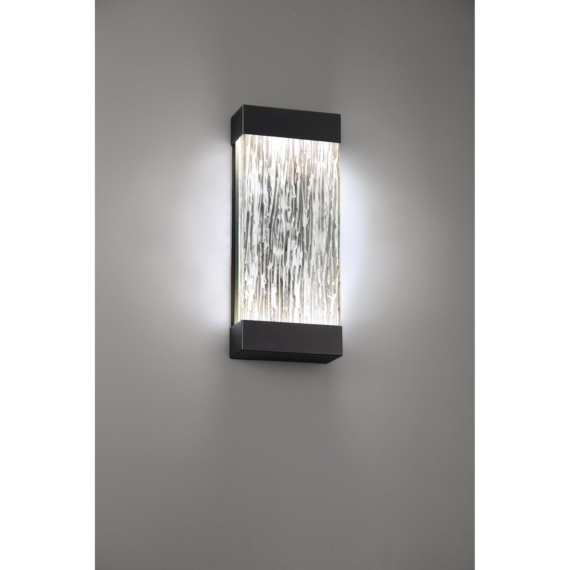 Eurofase Lighting Tiffany 17" 2-Light Integrated LED Clear Glass Shade Powder Coat Black Outdoor Wall Sconce