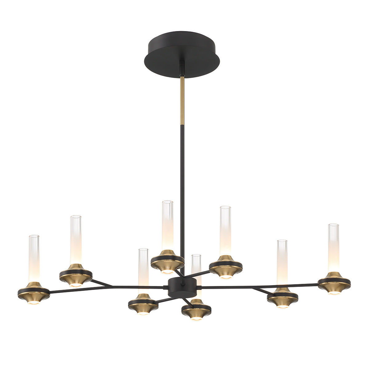 Eurofase Lighting Torcia 36" 8-Light Dimmable Integrated LED Matte Black Chandelier