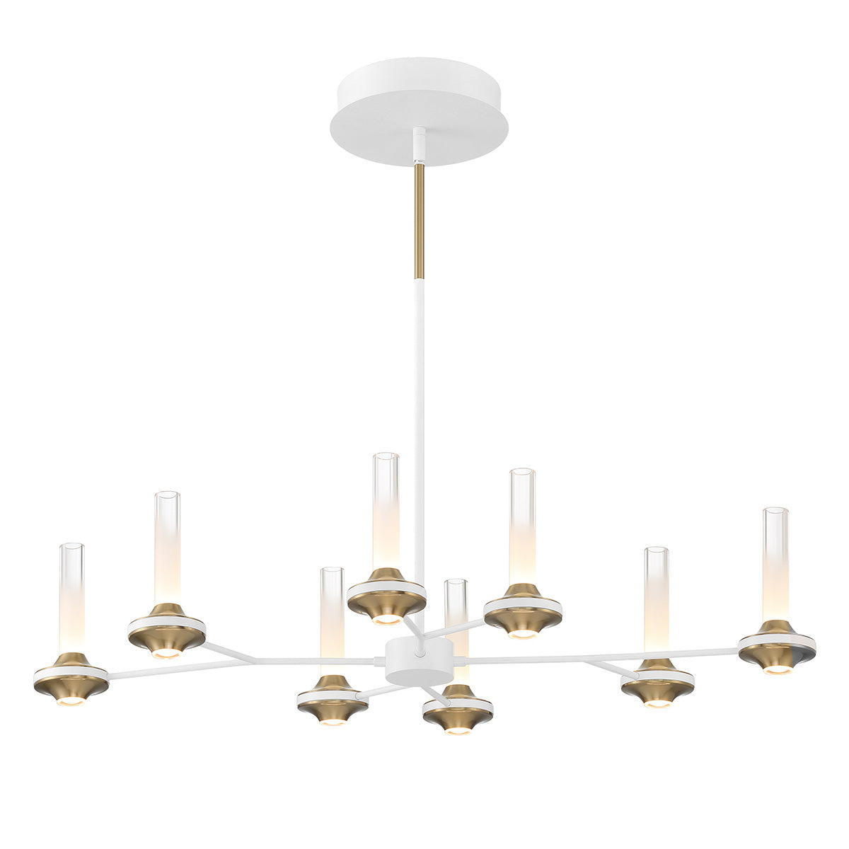 Eurofase Lighting Torcia 36" 8-Light Dimmable Integrated LED Matte White Chandelier